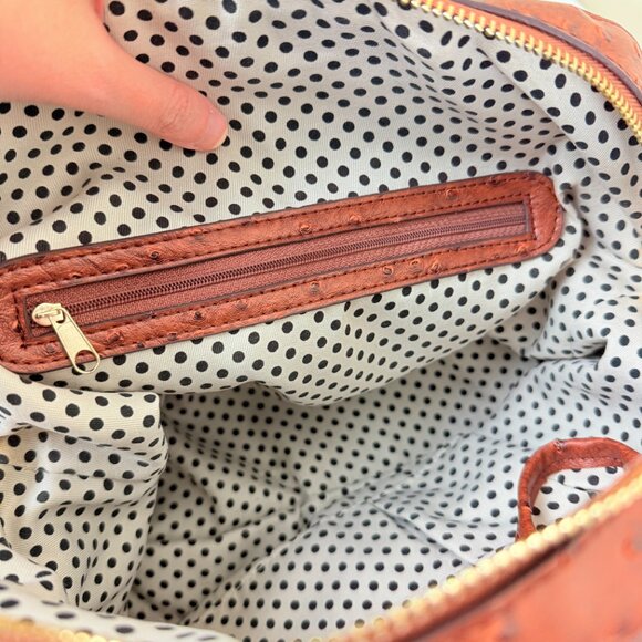 NWT Ostrich-Embossed Satchel Crossbody w/ Top Handles & Removable Strap - Picture 6 of 10